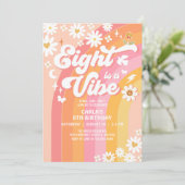 Eight is een Vibe Pink Peach 8e Groovy Verjaardag Kaart (Staand voorkant)