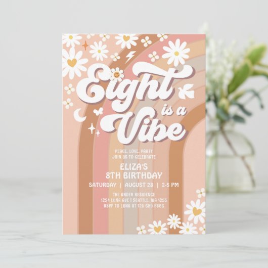 EIGHT is een vibe verjaardagsuitnodiging voor hipp Kaart (Staand voorkant)