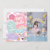  Eight is Great Rainbow Daisy Birthday Kaart (Voorkant)