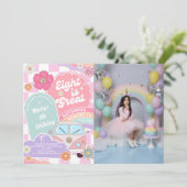  Eight is Great Rainbow Daisy Birthday Kaart (Staand voorkant)