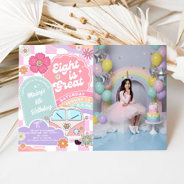  Eight is Great Rainbow Daisy Birthday Kaart