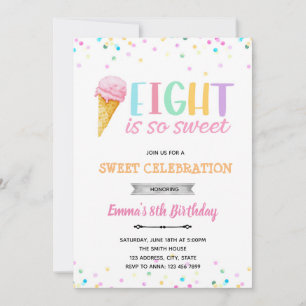 Eight is zo zoete ijs uitnodiging