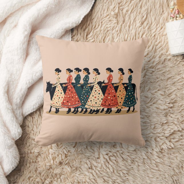 Eight Maids A Milking Cut-Out Stencil-Style 1 Kussen (Deken)