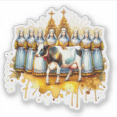 Eight Maids a-Milking | Twaalf dagen Kerst Sticker (Voorkant)
