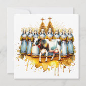 Eight Maids a Milking | Twaalf Dagen Kerstmis Feestdagenkaart (Voorkant)