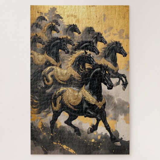 Eight Majestic Horses - Chinese Ink Style Legpuzzel (Verticaal)
