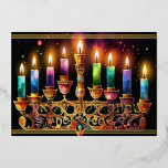 Eight Nights of Light! Watercolor Menorah Folie Feestdagenkaart<br><div class="desc">Eight Nights of Light! Watercolor Menorah</div>