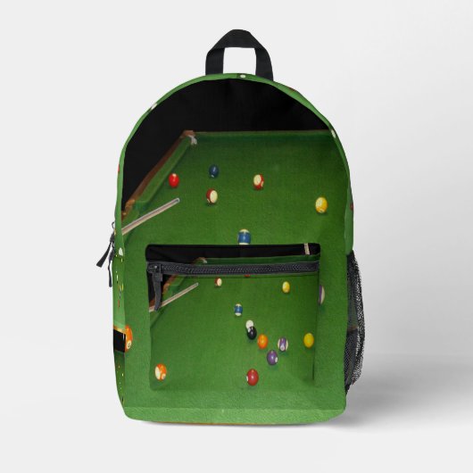 Eightball tafel olieverf met ballen en aanwijzinge bedrukte rugzak (Voorkant)