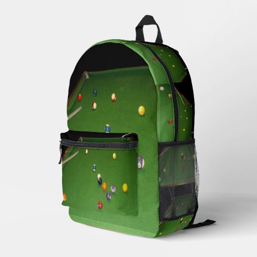 Eightball tafel olieverf met ballen en aanwijzinge bedrukte rugzak (Achterkant Hoek Rechts)