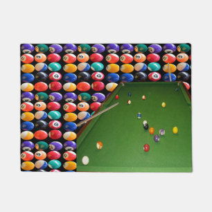 Eightball tafel olieverf met ballen en aanwijzinge deurmat
