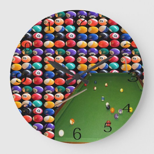 Eightball tafel olieverf met ballen en aanwijzinge grote klok (Voorkant)