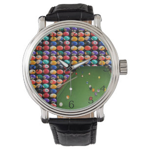 Eightball tafel olieverf met ballen en aanwijzinge horloge