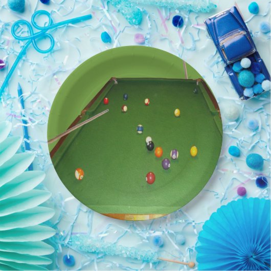 Eightball tafel olieverf met ballen en aanwijzinge papieren bordje (Feest)