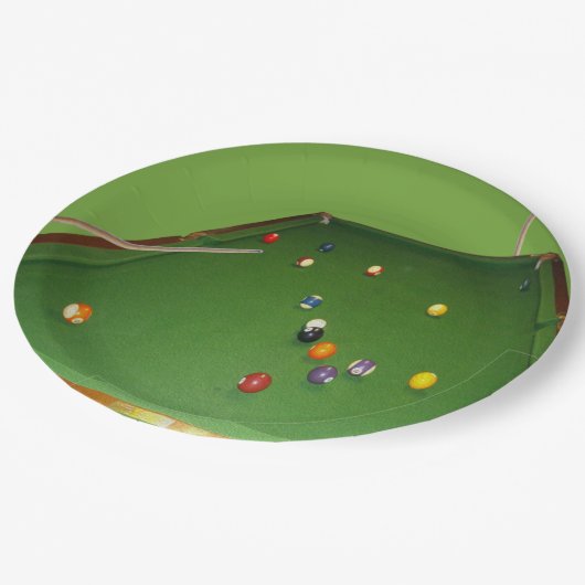 Eightball tafel olieverf met ballen en aanwijzinge papieren bordje (Gekanteld)