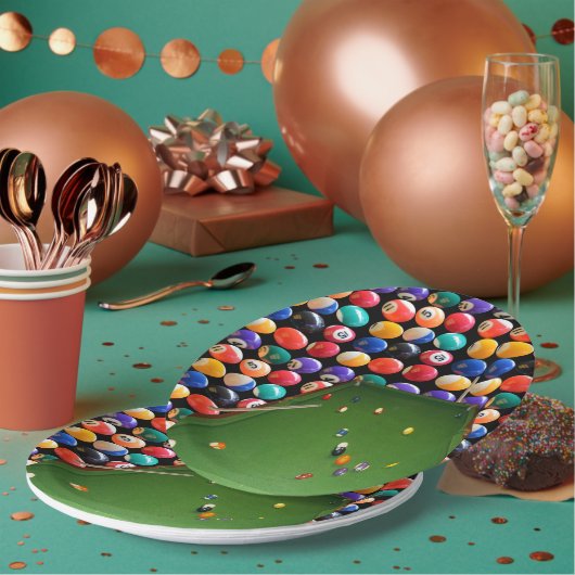 Eightball tafel olieverf met ballen en aanwijzinge papieren bordje (Multi)