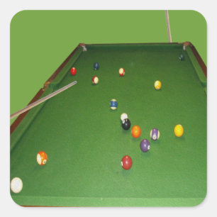 Eightball tafel olieverf met ballen en aanwijzinge vierkante sticker