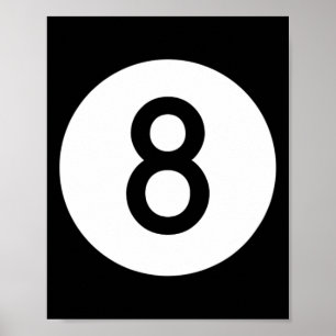 Eightball Zwart Nummer Acht Pool Snooker Ball Poster