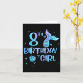 Eighth Birthday Girl Mermaid 8th Toddlers Back To  Kaart (Gele Bloem)