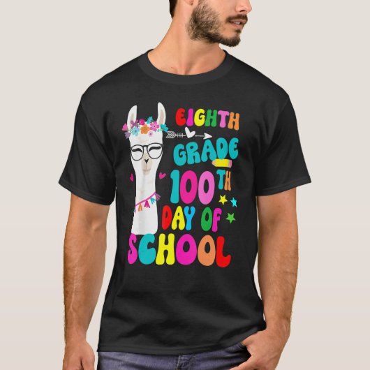 Eighth Grade 100 Days Smarter No Prob Llama Teache T-shirt (Voorkant)