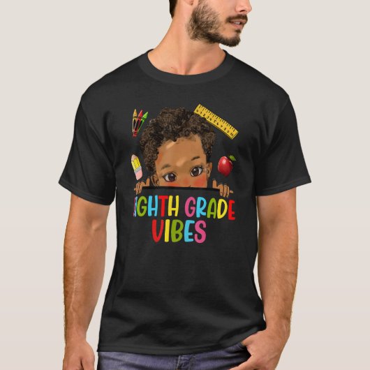 Eighth Grade Vibes African American Kids Boy Back T-shirt (Voorkant)