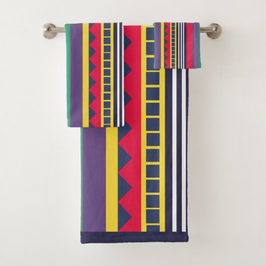 Eighties Colorful Stripes Pattern Eighties Bad Handdoek (Insitu)