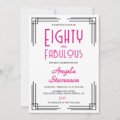 Eighty and Fabulous Pink Art Deco 80th Birthday Kaart (Voorkant)