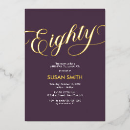 Eighty Birthday Elegant Invitation Foil Invitation Folie Uitnodiging