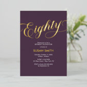 Eighty Birthday Elegant Invitation Foil Invitation Folie Uitnodiging (Staand Voorkant)