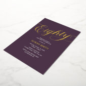 Eighty Birthday Elegant Invitation Foil Invitation Folie Uitnodiging (Gedraaid)