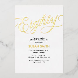 Eighty Birthday Elegant Invitation Foil Invitation Folie Uitnodiging