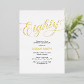 Eighty Birthday Elegant Invitation Foil Invitation Folie Uitnodiging (Staand Voorkant)