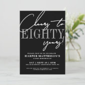 Eighty Black 80th Birthday Party Kaart (Staand voorkant)