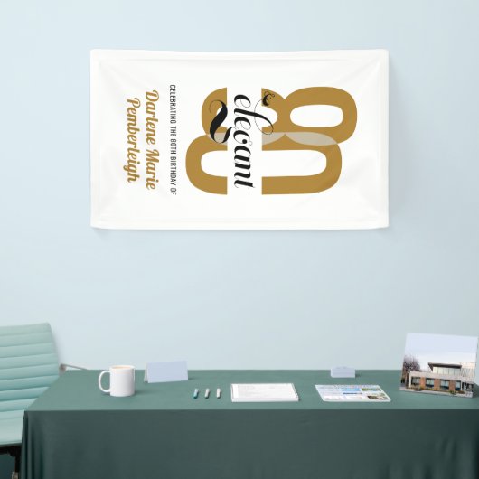 Eighty & Elegant Gold Black 80th Birthday Spandoek (Beurs)