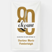 Eighty & Elegant Gold Black 80th Birthday Spandoek (Verticaal)
