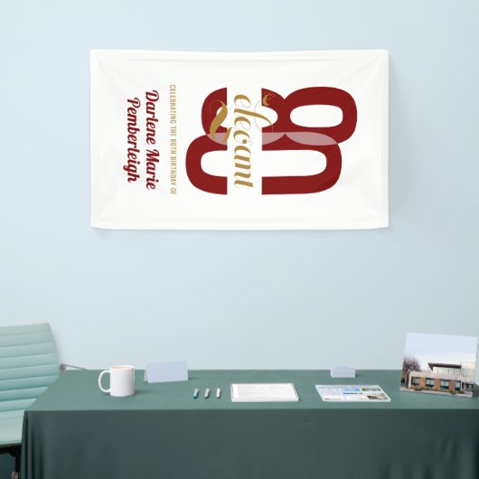 Eighty & Elegant Ruby Red Gold 80th Birthday Spandoek (Beurs)