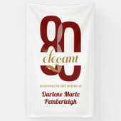 Eighty & Elegant Ruby Red Gold 80th Birthday Spandoek (Verticaal)