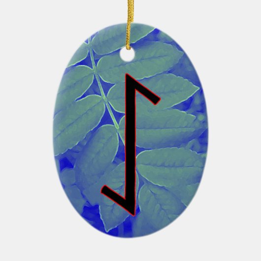 Eihwaz Viking Rune Yule Ornament - Centraal Persev (Voorkant)