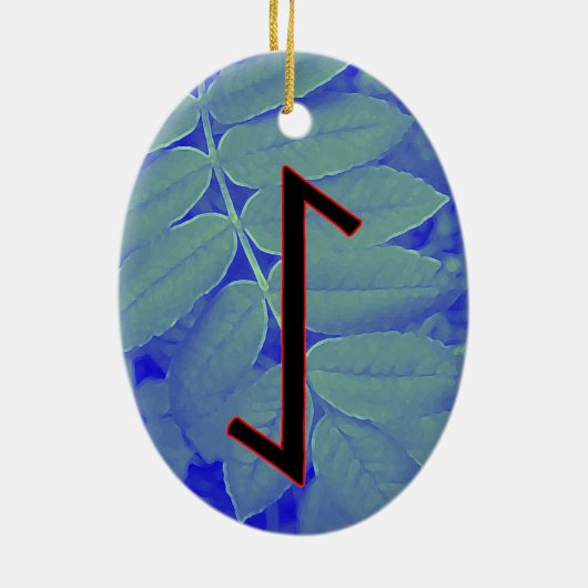 Eihwaz Viking Rune Yule Ornament - Centraal Persev (Achterkant)