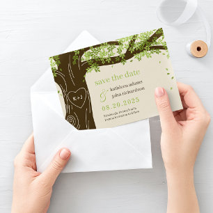 Eik boom BEWERKBARE KLEUR Save The Date Kaart