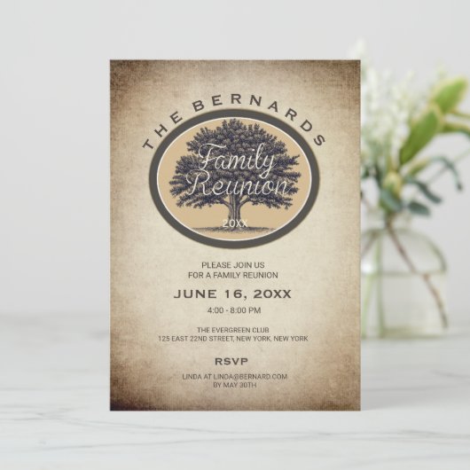  eik boom Elegant Family Reunion Uitnodiging (Staand voorkant)