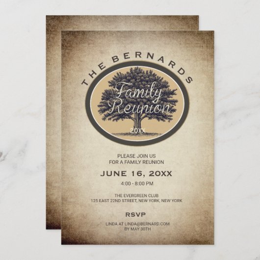 eik boom Elegant Family Reunion Uitnodiging (Voorkant / Achterkant)