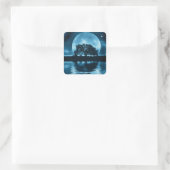 Eik en Sneeuw Winterzonnewende Vierkante Sticker (Tas)