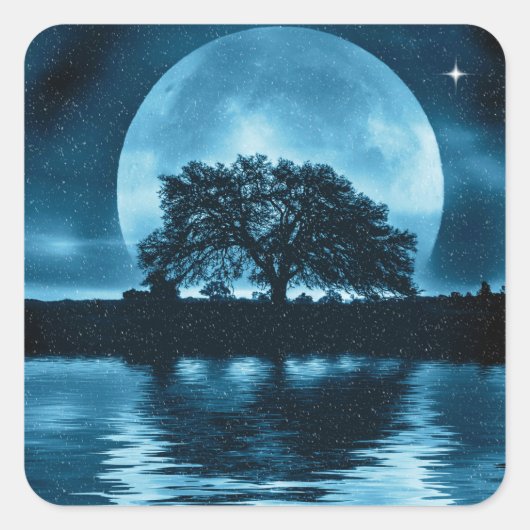 Eik en Sneeuw Winterzonnewende Vierkante Sticker (Voorkant)