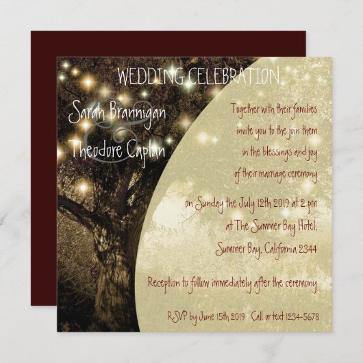  eik - nachtlichten bruiloft kaart (Voorkant / Achterkant)