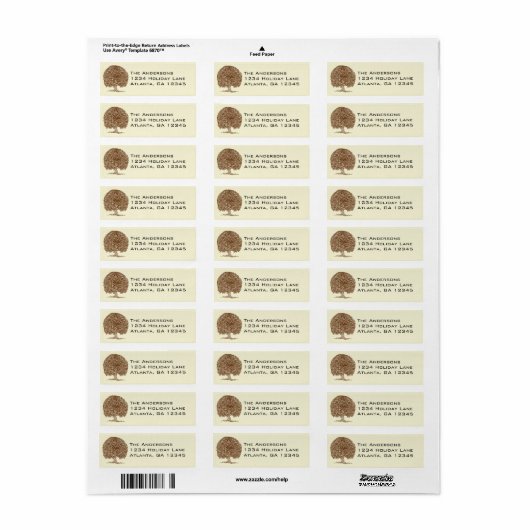 Eik Terugkeeradres Etiket (Full Sheet)