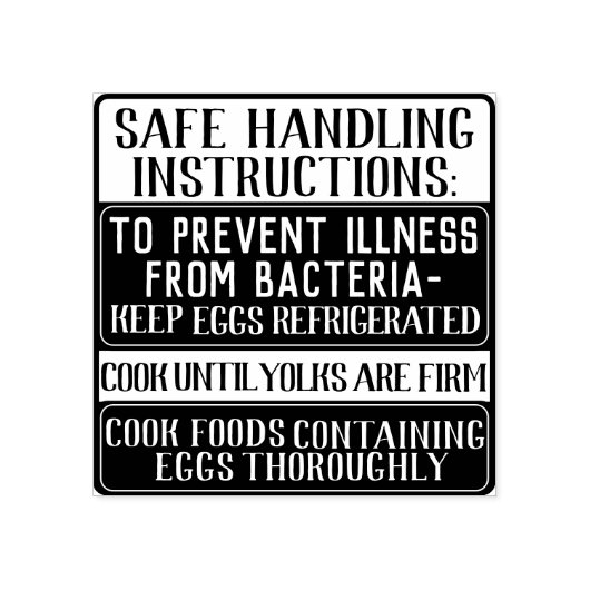 Eikarton VERPLICHTE VEILIGE BEHANDELINGSINSTRUCTIE Rubberstempel (Afrduk)