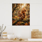 Eikel Eekhoorn Herfst Bosje Poster (Keuken)