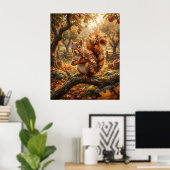 Eikel Eekhoorn Herfst Bosje Poster (Thuiskantoor)