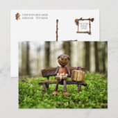 Eikel elf rustend in het bos - verjaardagskaart briefkaart (Voorkant / Achterkant)