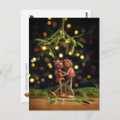 Eikel elven kussen onder de maretak kerst briefkaart (Voorkant / Achterkant)